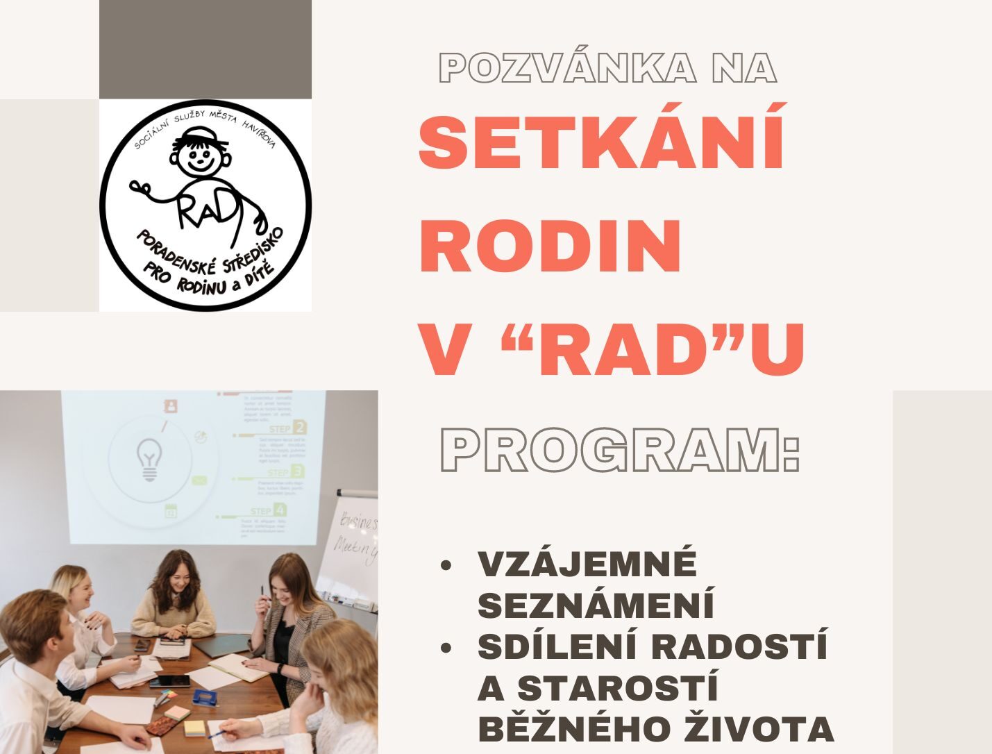 Pozvánka na setkání rodin v RaDu.