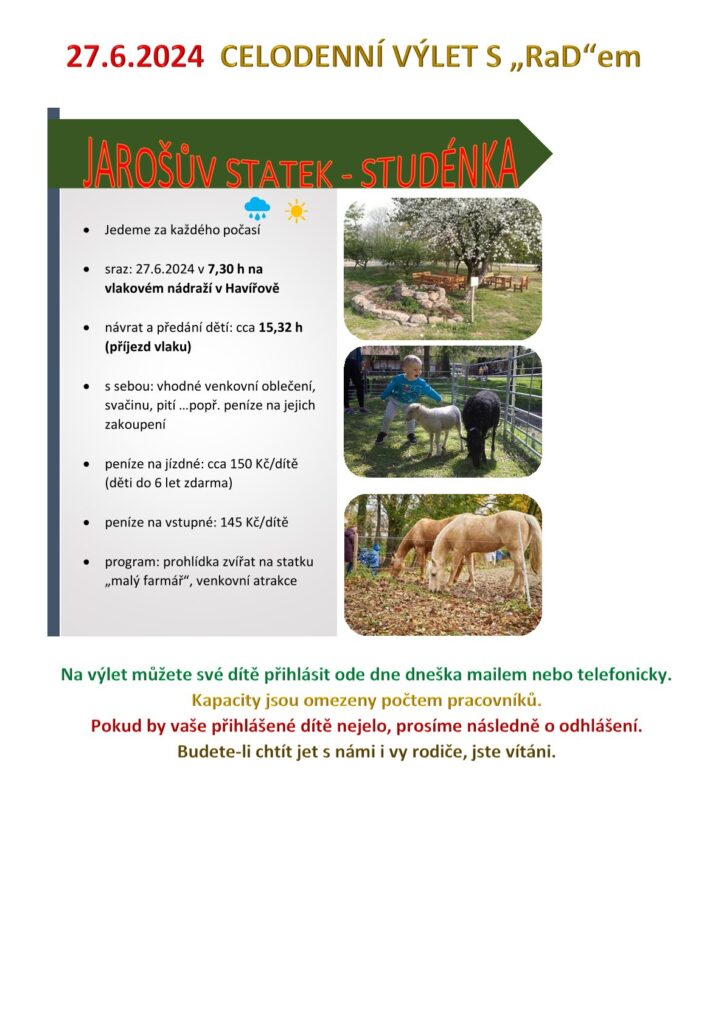Informace o výletu, co nás tam čeká.