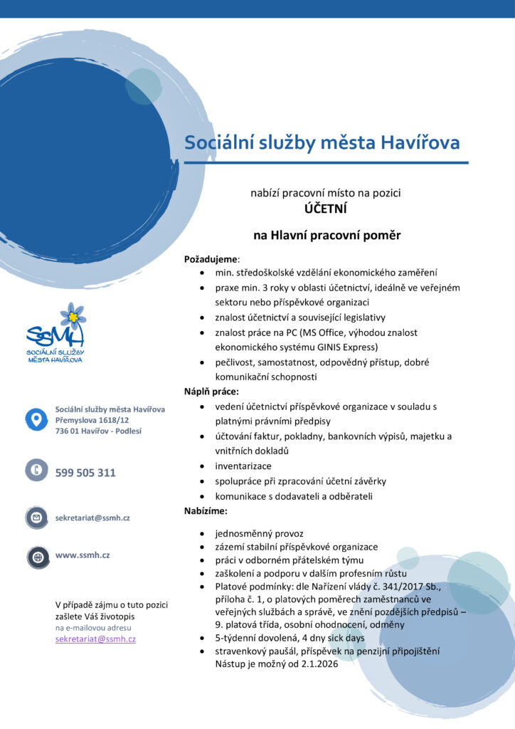Nabídka na pracovní pozici účetní.